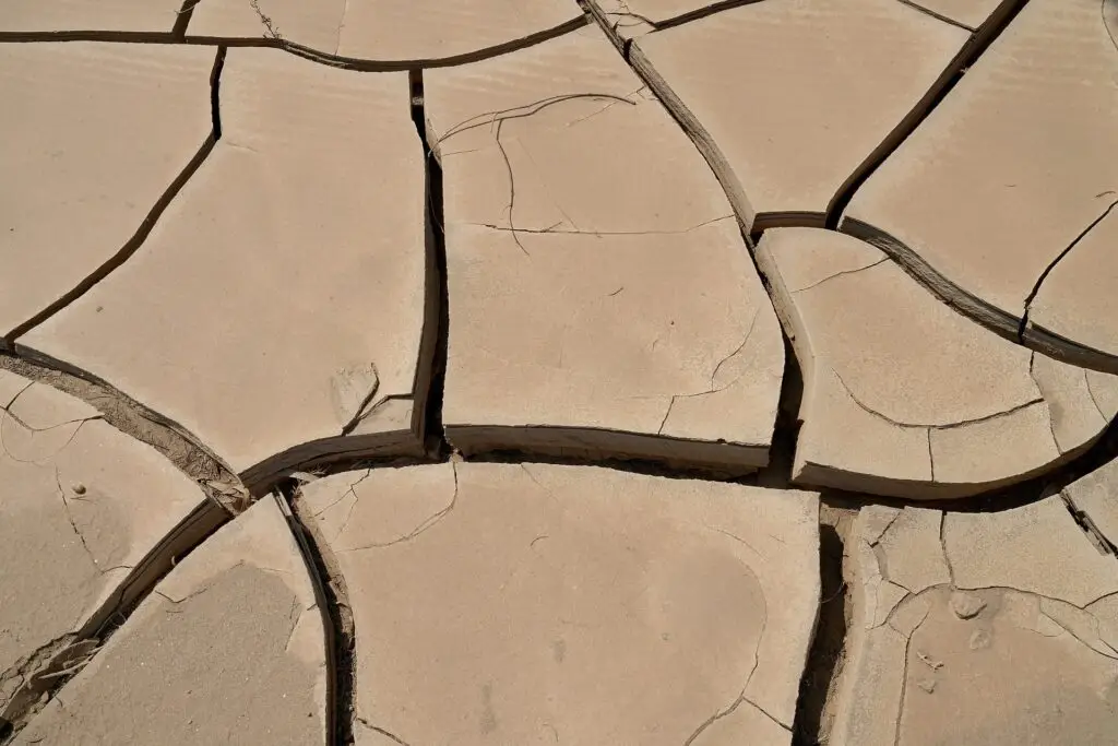 Severe drought and cracked, dry barren earth in the Grand Sud region of southern Madagascar.